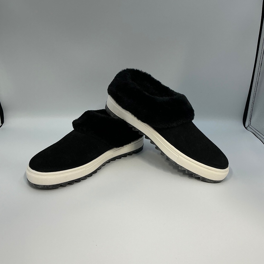 Blondo Waterproof Suede Mules - Faux Fur Trim‎ - Comfortable Shoes - 6M